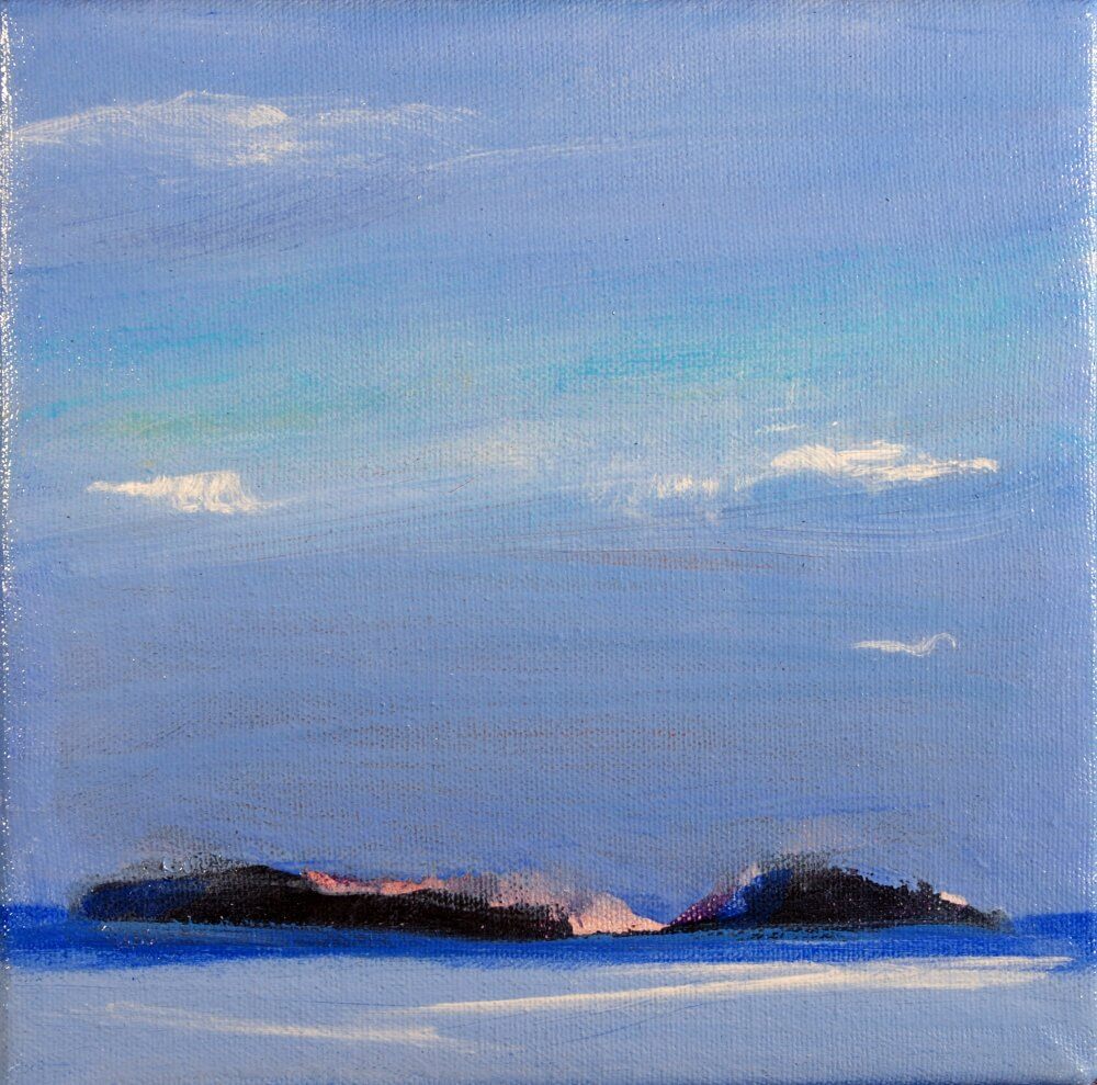 "Tangalory Isles 3"; Oil on canvas; 20 x 20 cms; original artwork for sale £150