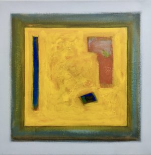 Three Colours Yellow; acrylic on canvas; 44 x 44 cms; © Brian Crawford Young 2023
